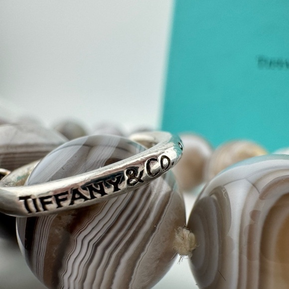 RARE Tiffany & Co. 18mm Banded Agate Gemstone Necklace Paloma Picasso Silver - Picture 5 of 7